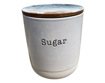 Ocean Resin Sugar Canister: Coastal Beach Decor