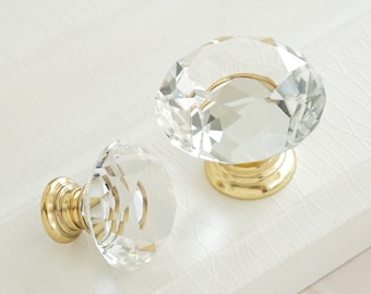 Crystal Drawer Knob Handles Dresser Knobs Pulls Cupboard Knobs Gold Clear Glass Knobs Drawer Knobs Pulls Kitchen Cabinet Handles