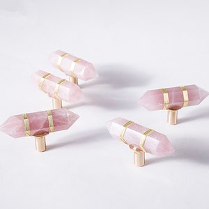 Brass Crystal Drawer Knobs Pull T Bar Cabinet Door Knobs Pulls Knob Dresser Knobs Pink  Clear Luxury Furniture Decr