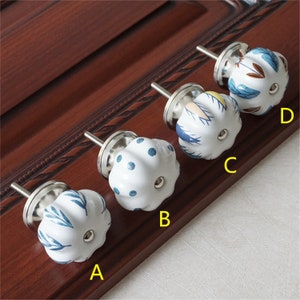 Ceramic Knobs Dresser Knob Colorful Cabinet Pulls Knobs Blue / Unique Kitchen Door Handle Knob Furniture Hardware