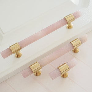 3.78" 5"Light Pink Kitchen Cabinet Pulls  Dresser Handles Nature Stone Black White Drawer Pulls Knob Closet Handle Brass Luxury Decor