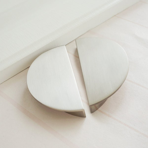 2.5" Semicircle Brushed  Nickel Drawer Pulls Knob Dresser Pulls Handles Kitchen Cabinet Handles Door Cupboard Handles Furniture Hardware