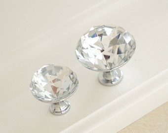 Silver Clear Glass Knobs Crystal Knob Handles Dresser Pulls Cupboard Knobs Drawer Knobs Pulls Door Handles Kitchen Cabinet Handles