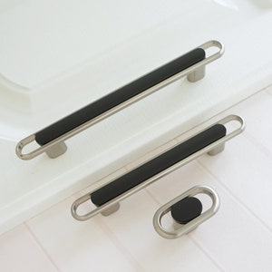 3.78" 5" Modern Black Cabinet Handles Knobs Hardware Drawer Pulls Dresser Knobs Brushed Nickel Kitchen Pulls  Cupboard Handle