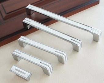 3.78" 5.0" 6.3“8.8“12.6“ Chrome Black White Cabinet Handles Pulls Dresser Knobs Pulls Handles Drawer Pulls and Knobs Kitchen Cupboard Handle