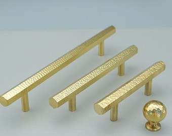 2.5" 3.78'' 5'' 6.3"7.55"Hexagon Gold Brass Hammer Kitchen Pull Drawer Pull Cabinet Door Handle Knob  Dresser Knobs Luxurious Wardrobe Pulls