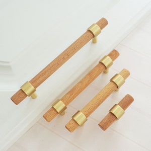 2.5" 3"  4" 4.5" 5''6.3"8.8"10"Beech Wood Drawer Pulls Knob Cupboard Handle Cabinet Handle Dresser Knob Closet Wardrobe Handle Kitchen Pulls