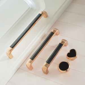 5 6.3'' Rose Gold Black Door Handle Modern Pulls Drawer Knobs Handles ...