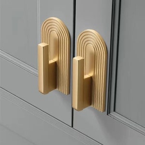 Unique Cabinet Pull Brushed Brass Drawer Pull Kitchen Pull Track Design Dresser  Knobs Kitchen Cabinet Handles Wardrobe Cupboard Handles