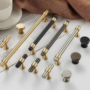 Solid Brass Drawer Pulls Knobs Black Dresser Knobs Brushed Nickel Kitchen Handles Bronze Cabinet Pulls Door Handles Knob Kitchen Hardware