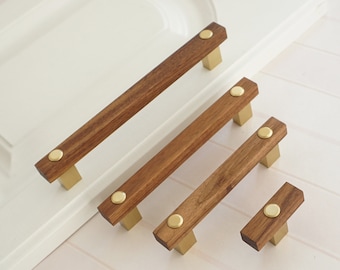 Wooden drawer pulls Wood door handle for kitchen furniture