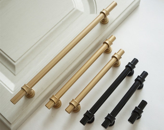 Black Gold Drawer Pulls Knobs Handles Modern Door Handles Etsy