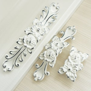 3.78“ 5.0“ White Gold Silver Dresser Pulls Handles Shabby Chic Drawer Knobs French Country Kitchen Cabinet Handle Pull Furniture Hardware
