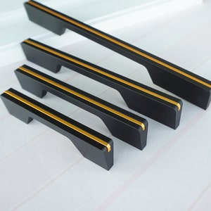 Black Gold Cabinet Door Handles Dresser Handles Drawer Knobs Pulls  Cupboard Handle Kitchen Door Knobs Pulls 96 128 160 192 224mm