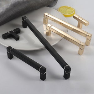 3.78" 5" 7.55"Gold Black Crystal Drawer Handles Knobs Cabinet Pulls Dresser Pulls Knobs Kitchen Cupboard Handle Furniture Hardware