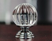 Pumpkin Knobs Glass Dresser Knob Pull Drawer Knobs Pulls Handles Clear Chrome Silver Crystal Cabinet Knob Pull Door Handle Cupboard Hardware