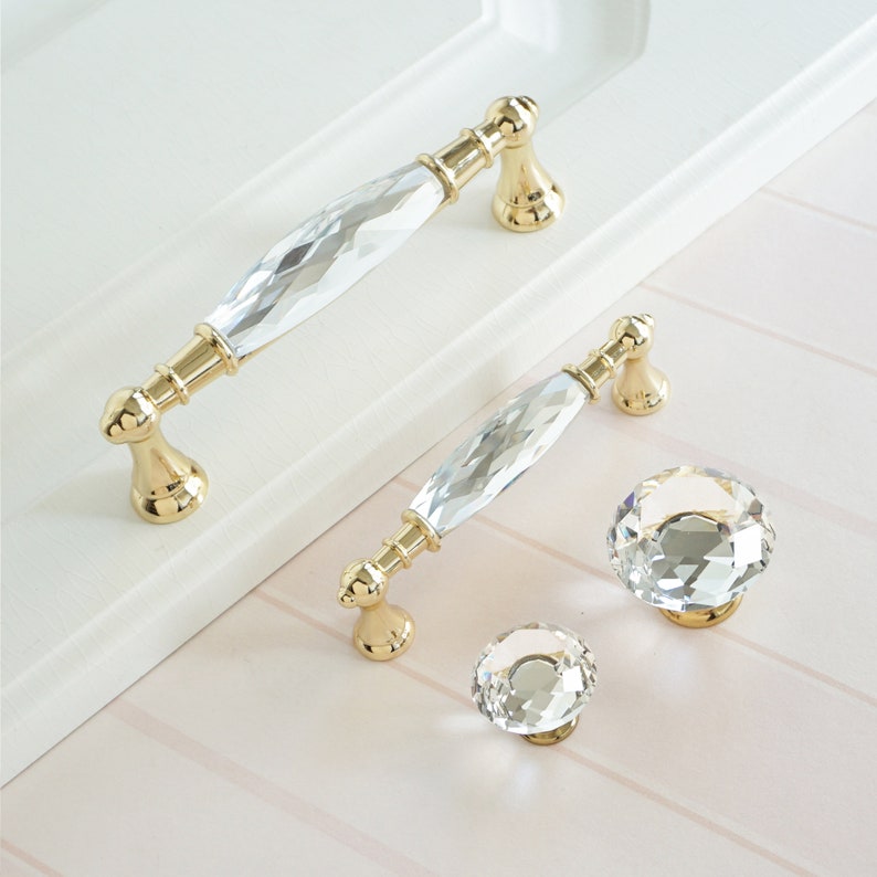 3.78 5 Gold Clear Drawer Pulls Knob Dresser Knobs Etsy