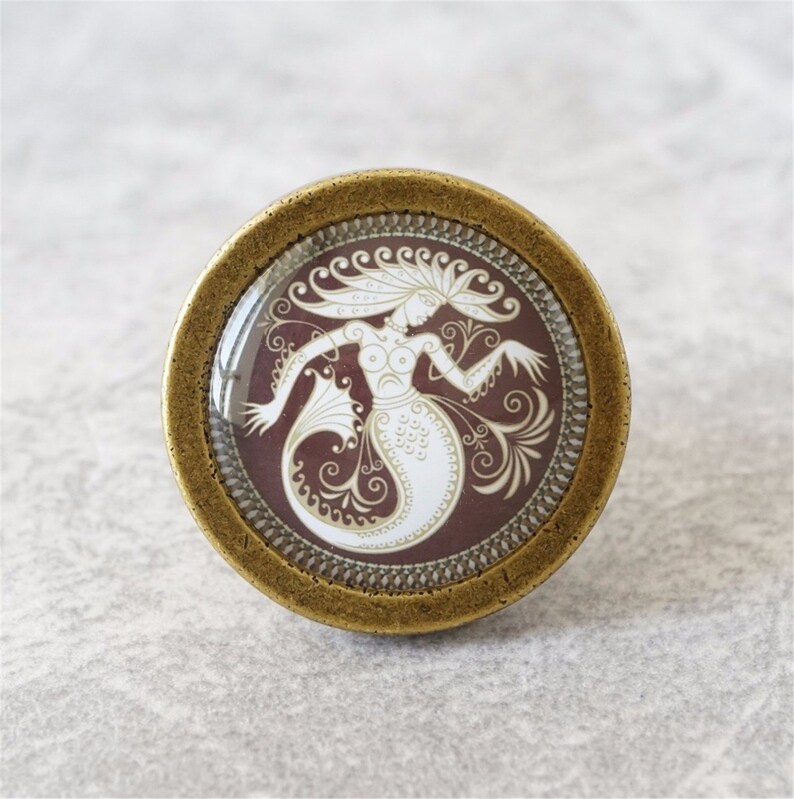 Retro Mermaid Knobs Drawer Dresser Knob Handmade Cupboard Etsy