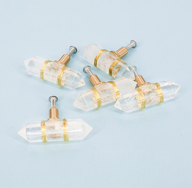 Crystal Stone Drawer Knobs Pull Brass T Bar Door Knobs Etsy