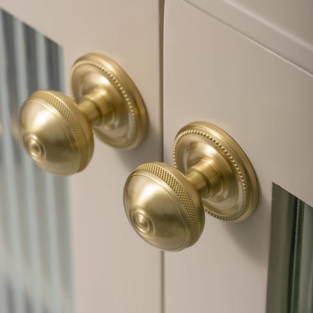 Brushed Brass Cabinet Knobs Pulls Solid Brass Drawer Knobs Pulls Chrome ...