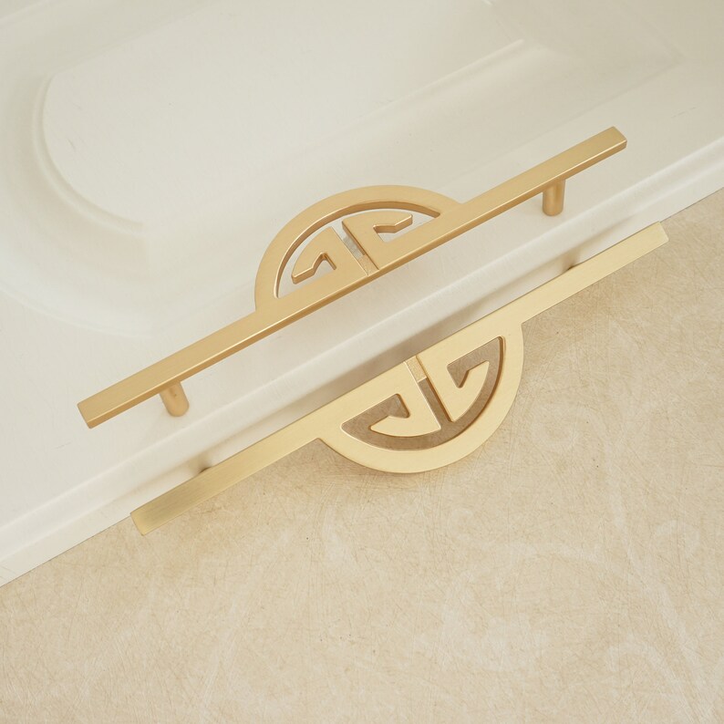 6.3'' Brushed Brass Door Handles Drawer Knobs Etsy