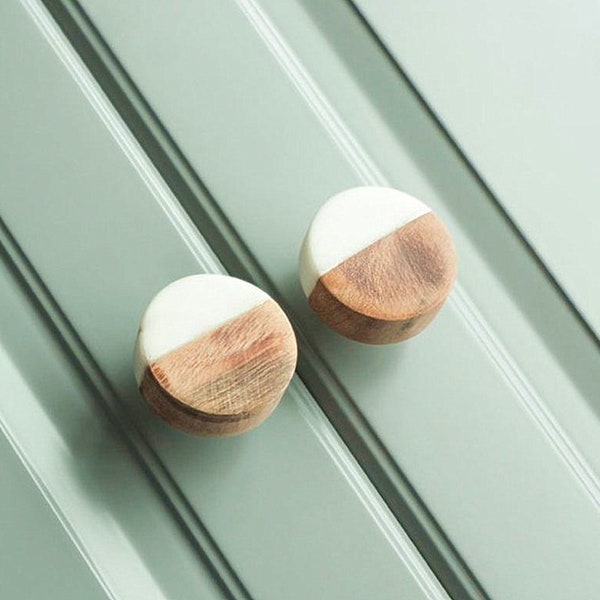 Nordic Modern Simple Door Knob Wood Knob Cabinet Marble Small Knob  Furniture Handles