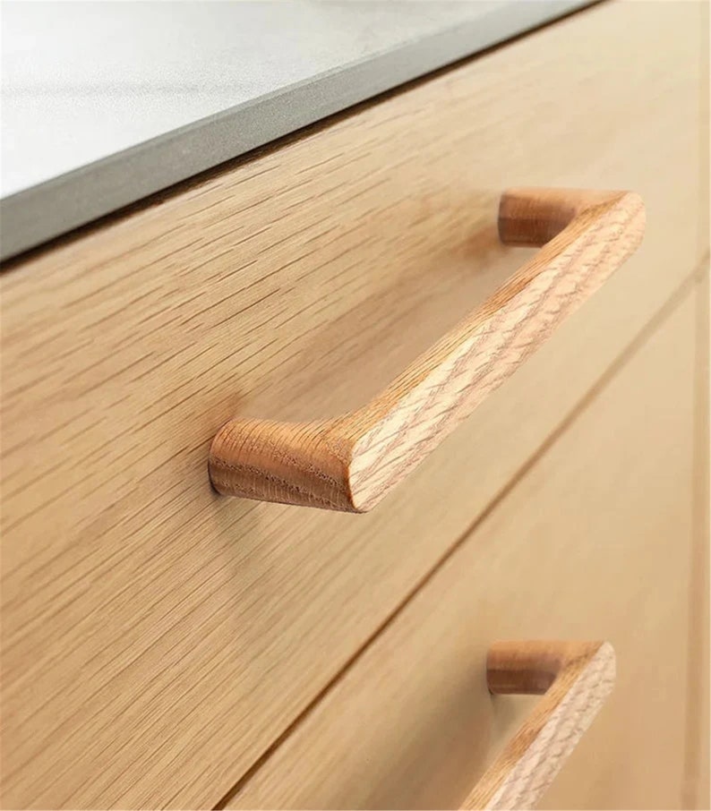 33.7857.56 Natural Wood Pulls Handles Oak Walnut Dresser Handle Simple Kitchen Hardware Minimalism Pulls Wooden Drawer Pull Round Knob image 10