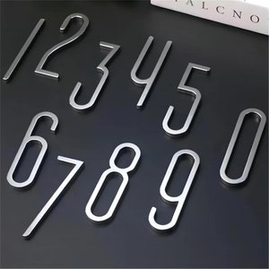 Atomized Silver House Numbers Modern Hotel Door Numbers Address Number Room Numbers Personalized Numbers Sign Mailbox Numbers Symbols