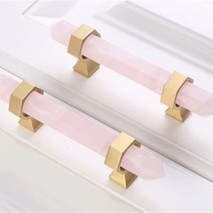 Natural Crystal Stone Drawer Pulls Handles Knobs  Modern Wardrobe Handles Cabinet Handle Dresser Knobs Pink Purple White Adjustable Luxury