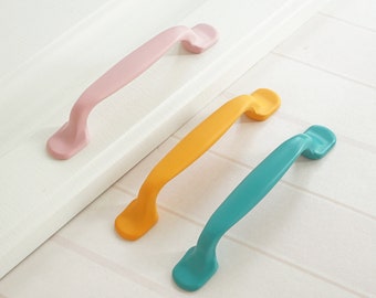 3.75" Colorful Zinc Alloy Drawer Pull Handles Bright Cabinet Door Handle Orange Blue Pink Wardrobe Cupboard Pulls 96mm Hardware