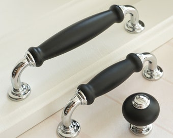 3.78" 5.0"  Modern Kitchen Cabinet Handle Pull Knobs Door Knobs Black Chrome  Dresser Pulls Knob Drawer Pulls Handles