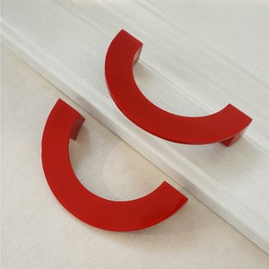 3.78''Red Drawer Pulls Handles Dresser Pulls Semicircle Cabinet Door Handles Pull Knob Kitchen Cuppboard Hardware Child Unique Modern 96mm