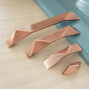 1.25" 2.5" 5" 7.55'' Brushed Copper Cabinet Handle Dresser Knobs Drawer Pulls Handles Wardrobe Cupboard Handles Pulls Hardware