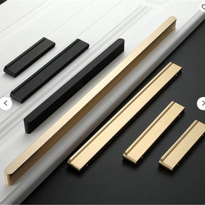 2.5''3.75''5'' 6.3'' 7.55'' 10.0" 12.6" Brushed Brass Drawer Pulls Knobs Black Kitchen Cabinet Pulls and knobs Closet Wardrobe Handles