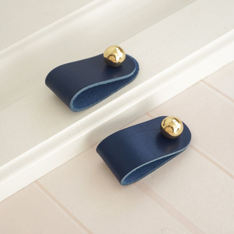 Brass Knobs Pink Leather Knobs Door Knobs Drawer Knobs Etsy