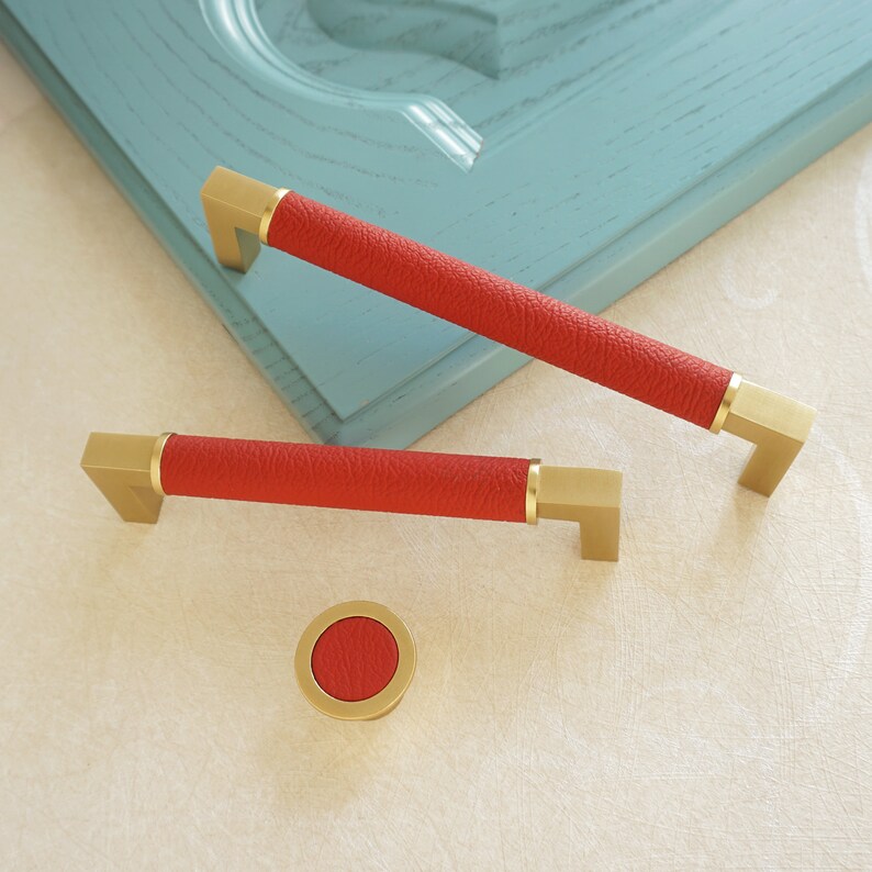 5'' 6.3 Solid Brass Drawer Pulls and knobs Red Etsy