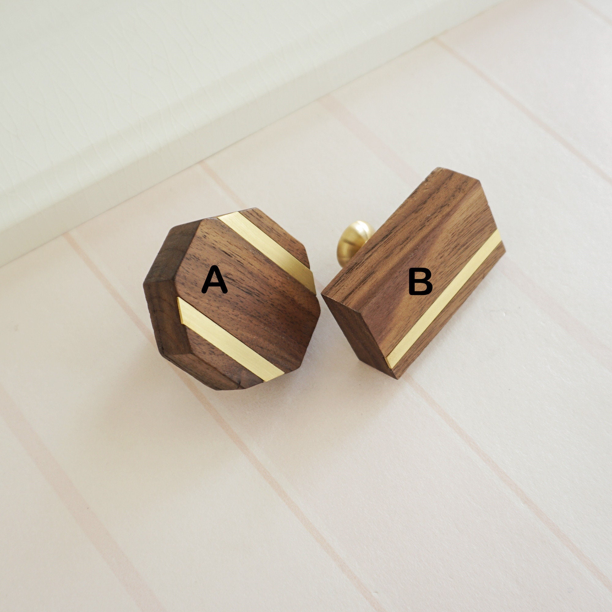 Hexagon Modern Wood Marble Door Knob Rectangle Drawer Knob Etsy