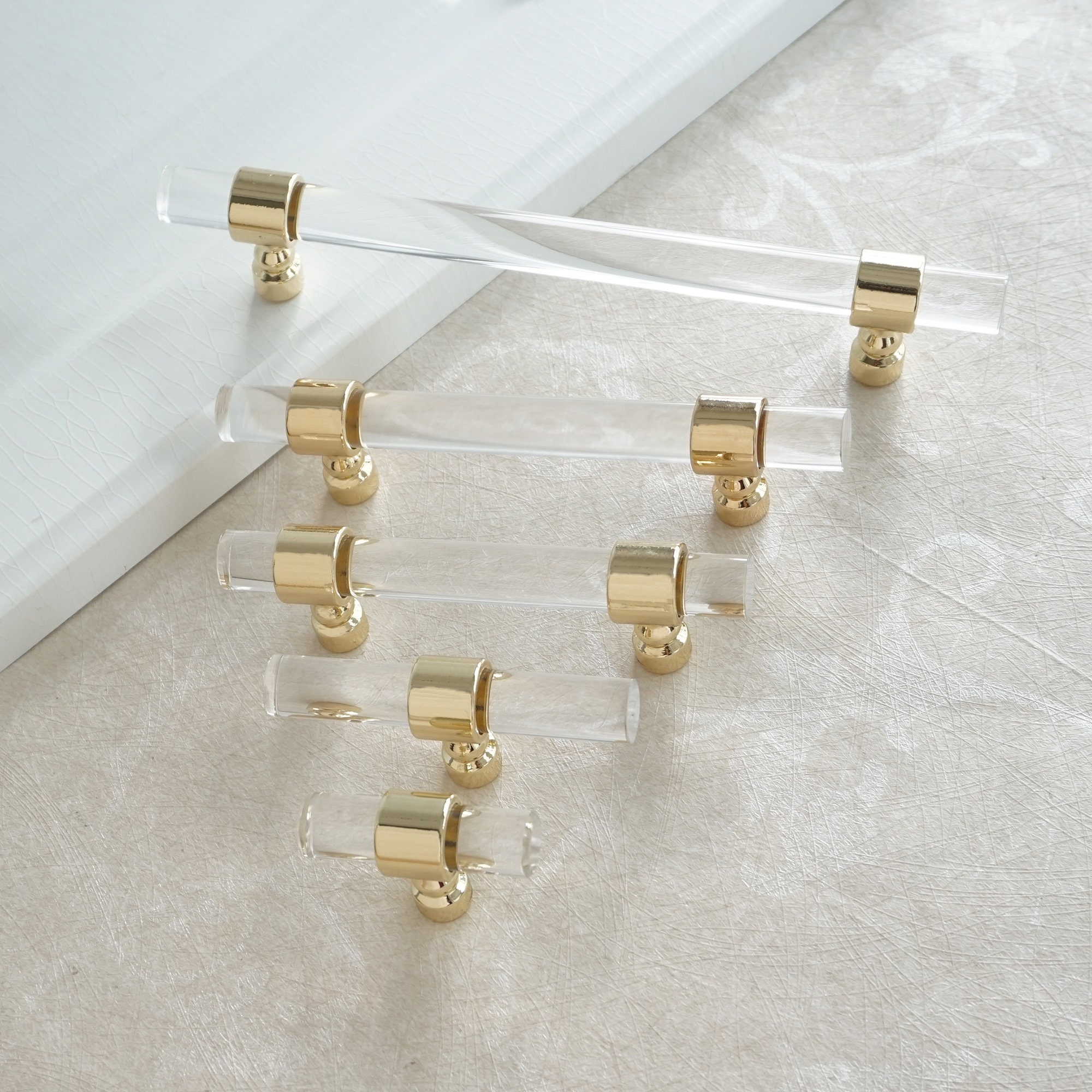 Customizable Drawer Pulls and Knobs Acrylic Gold Clear Etsy