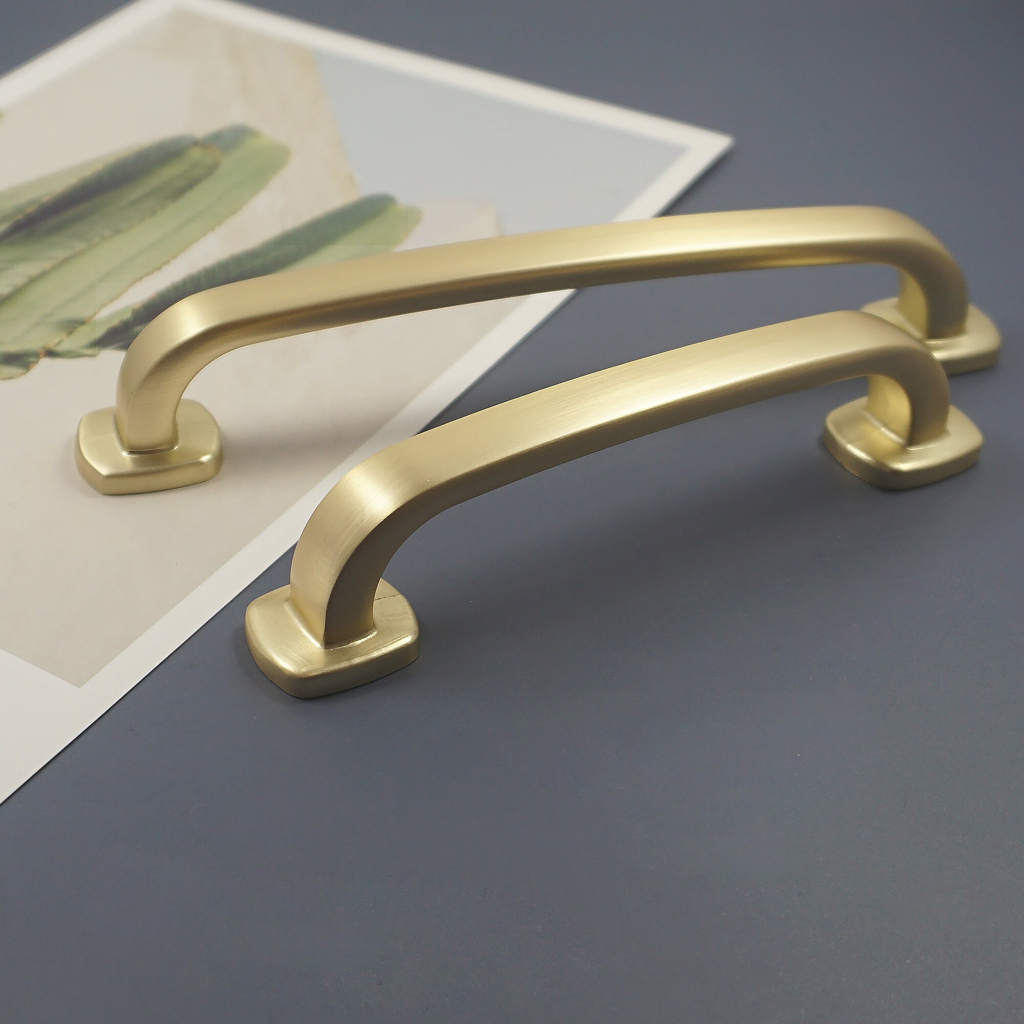 3.785 7.55'' Brushed Brass Kitchen Pulls Etsy