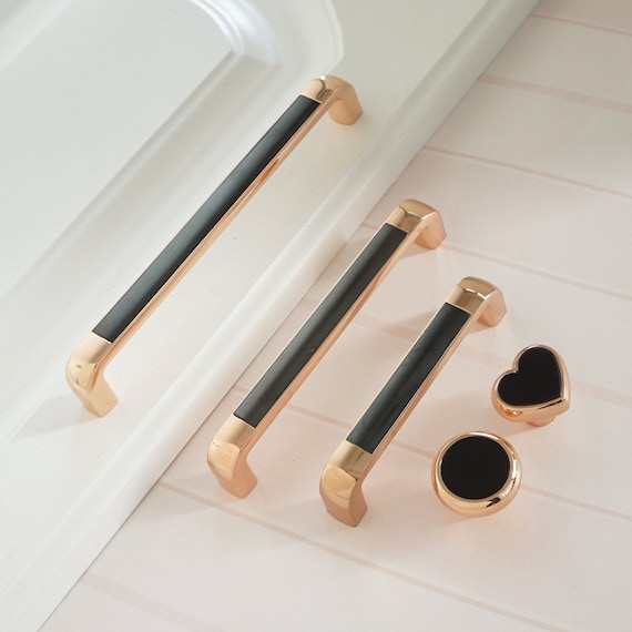 5 6.3'' Rose Gold Black Door Handle Modern Pulls 