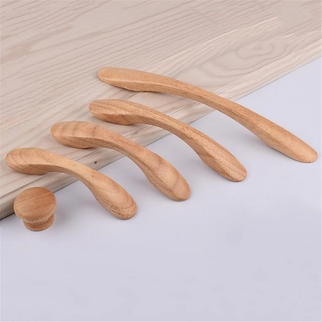 Wooden Round Knob Kitchen Pulls Drawer Knobs Handles Dresser