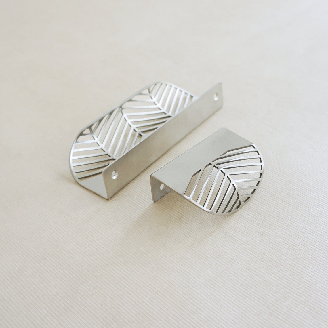 Brushed Nickel Handles Leaf Invisible Drawer Pulls Etsy
