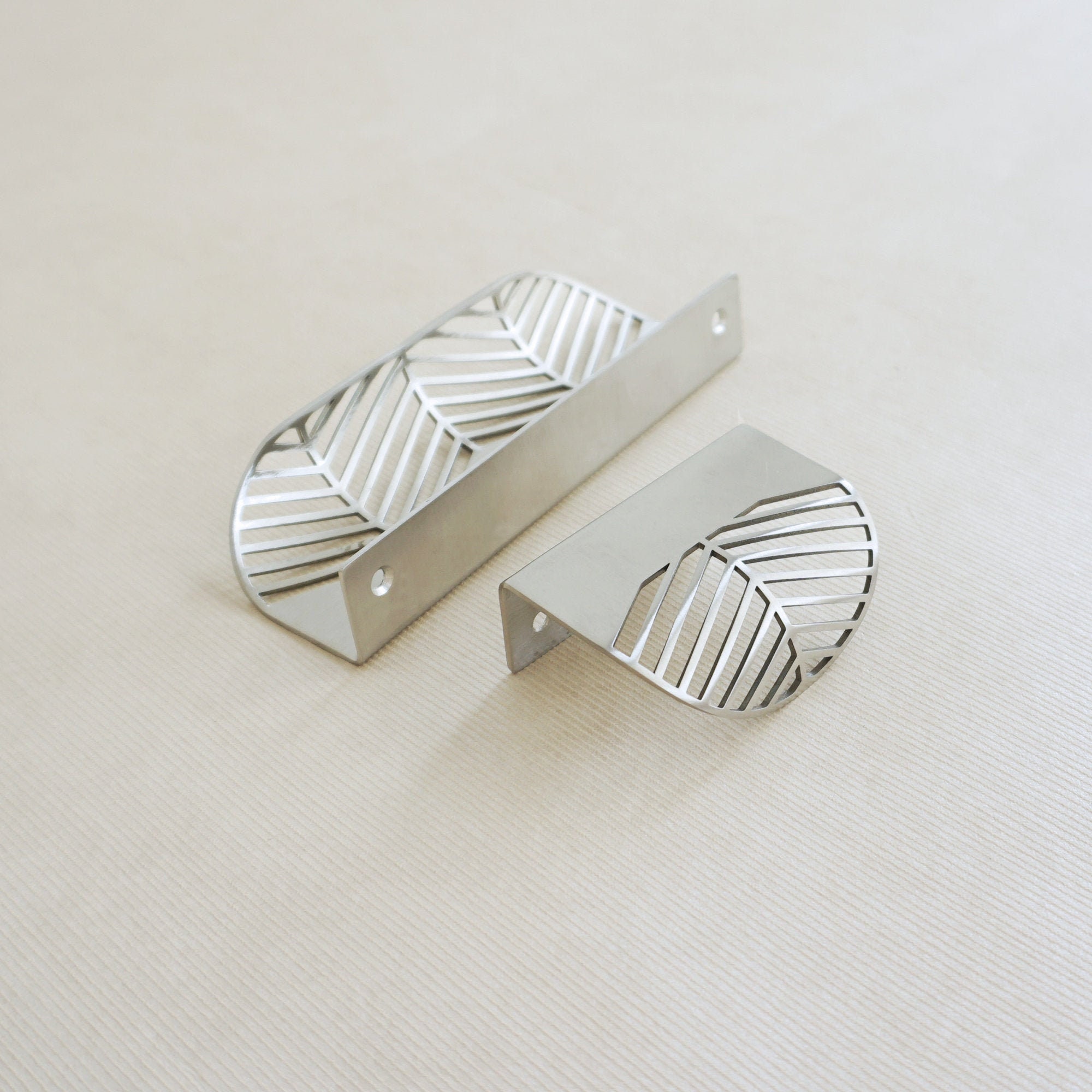 Brushed Nickel Handles Leaf Invisible Drawer Pulls Etsy