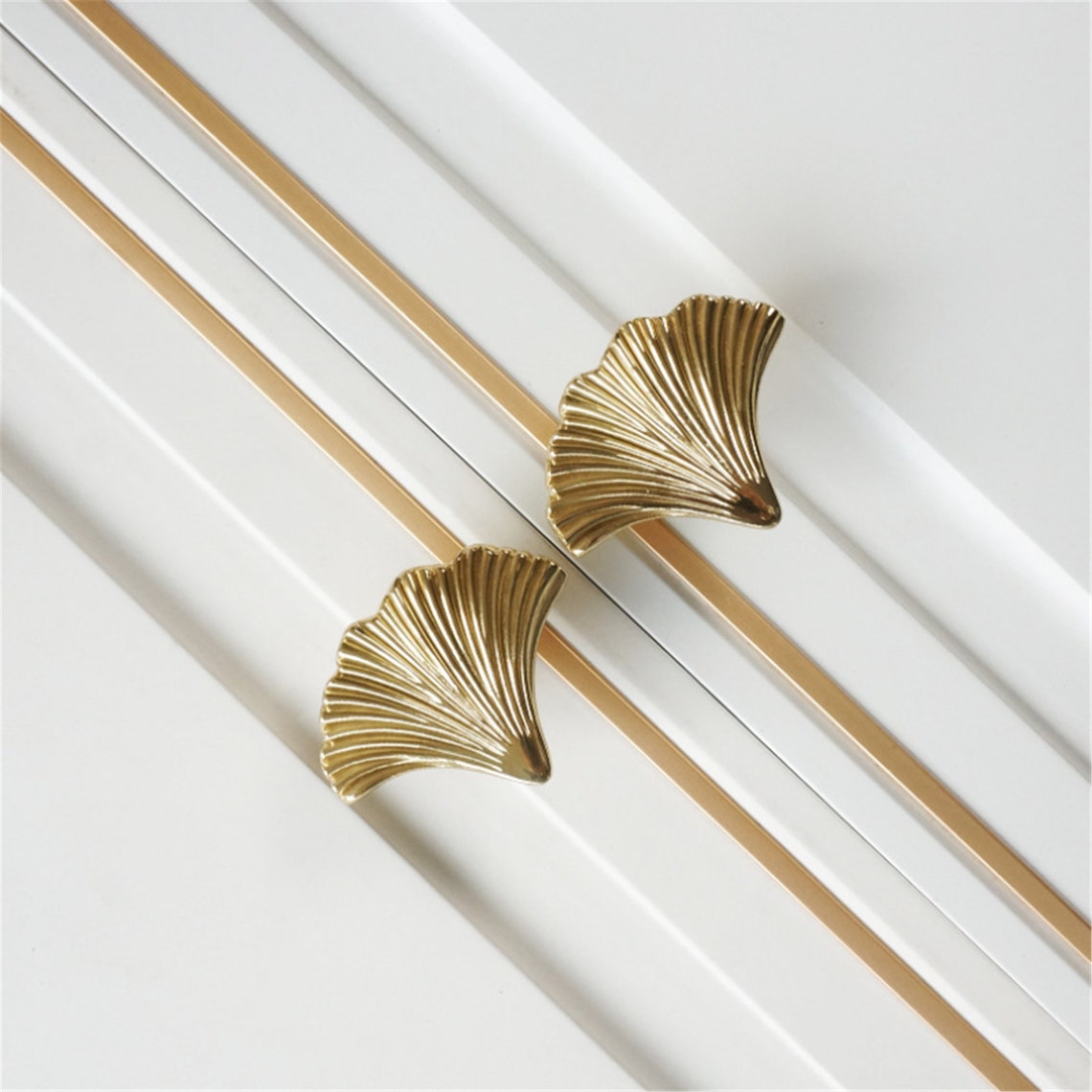 Ginkgo leaf Brass Knobs Kitchen Pulls Handles Knobs Etsy