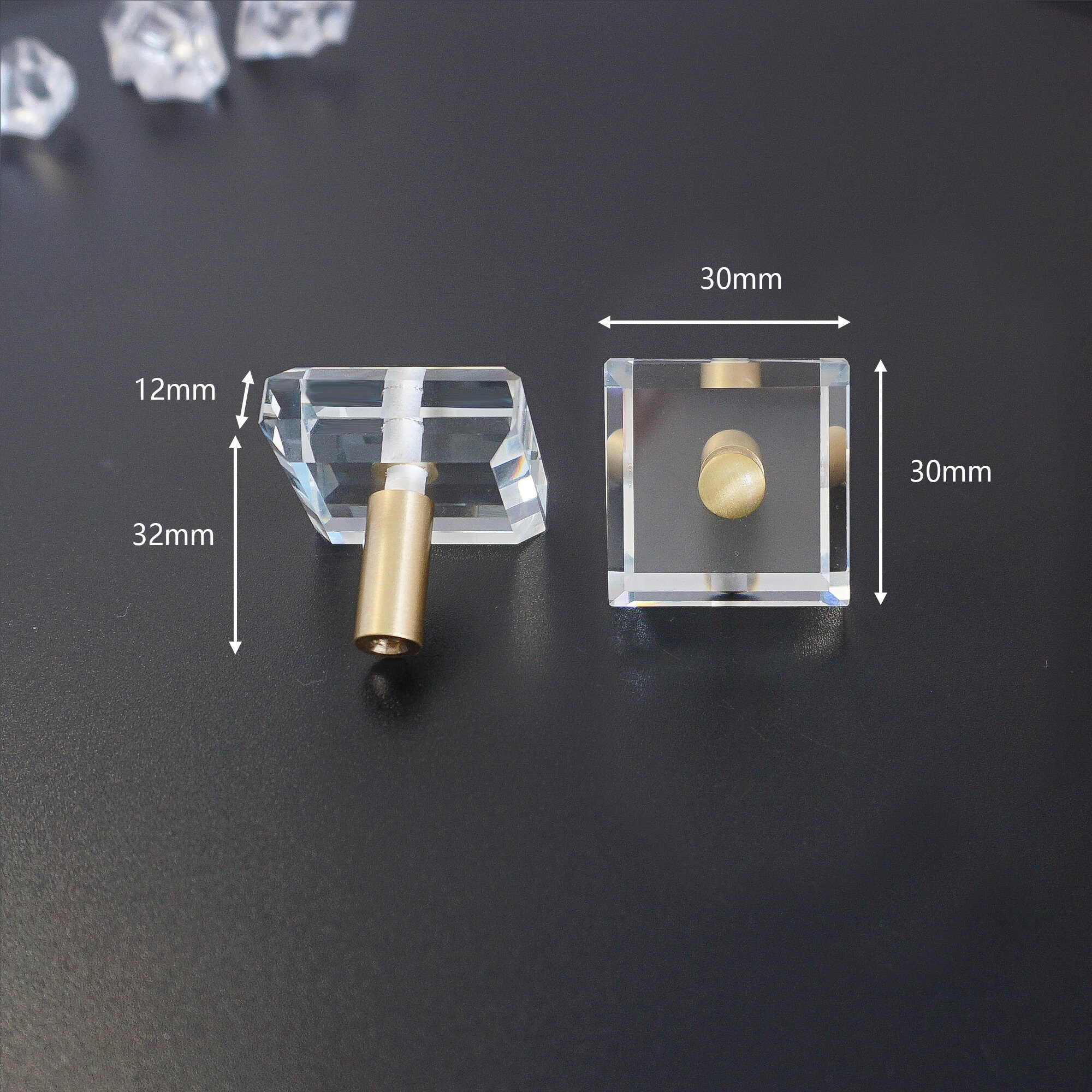 Square Brass Acrylic Knob Kitchen Knobs Pulls Gift Etsy