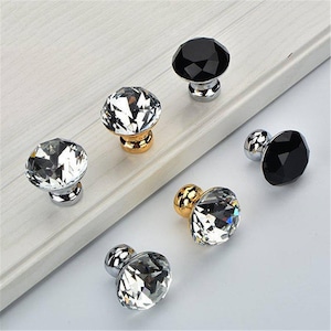 Glass Crystal Drawer Knobs Handles Rhinestone Dresser Knobs Pulls Gold Silver Black Kitchen Cabinet Door Knobs Handles Pull