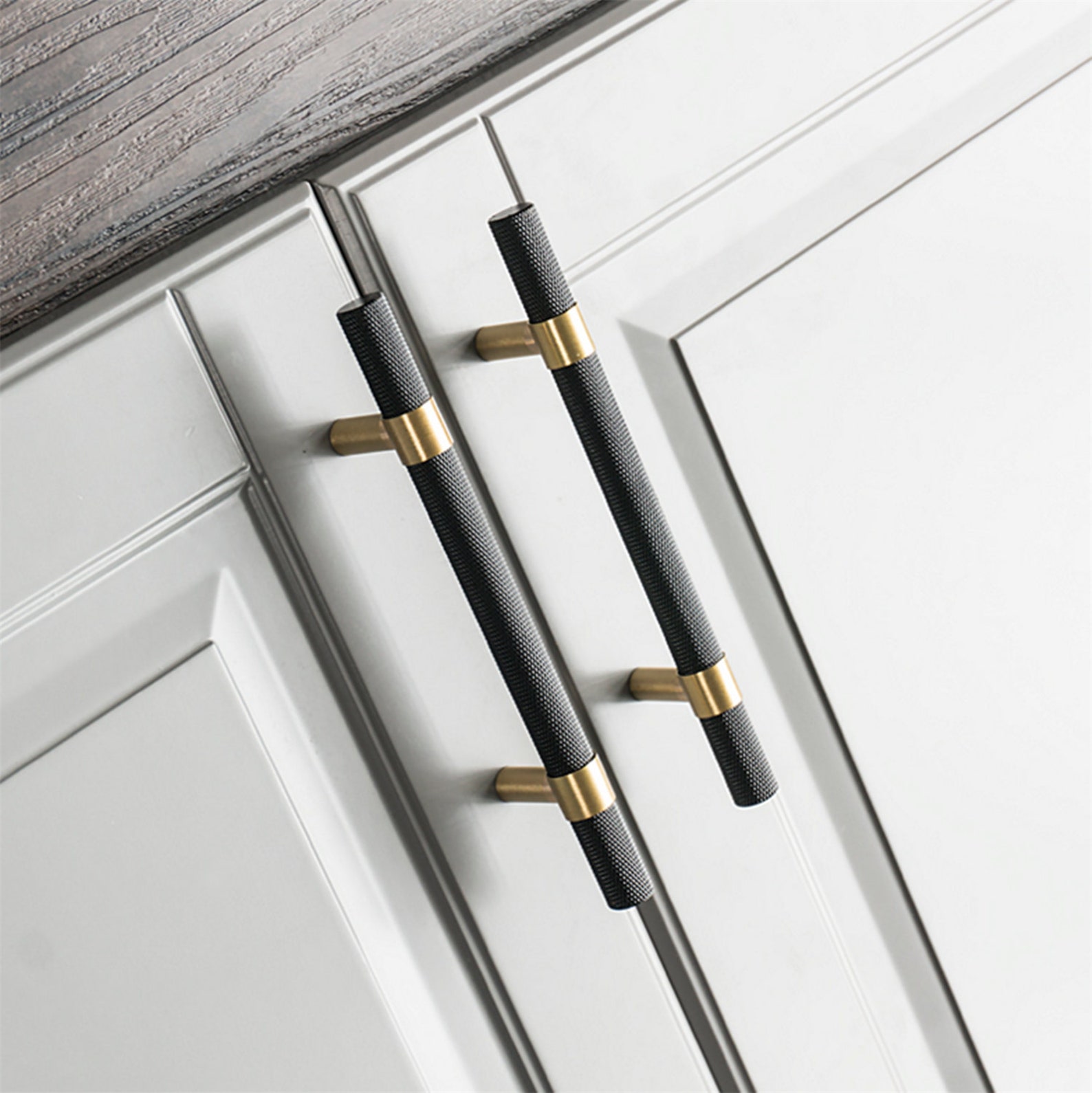 3.78 5.0 Black T Bar Knobs Pulls Knurling Drawer Etsy