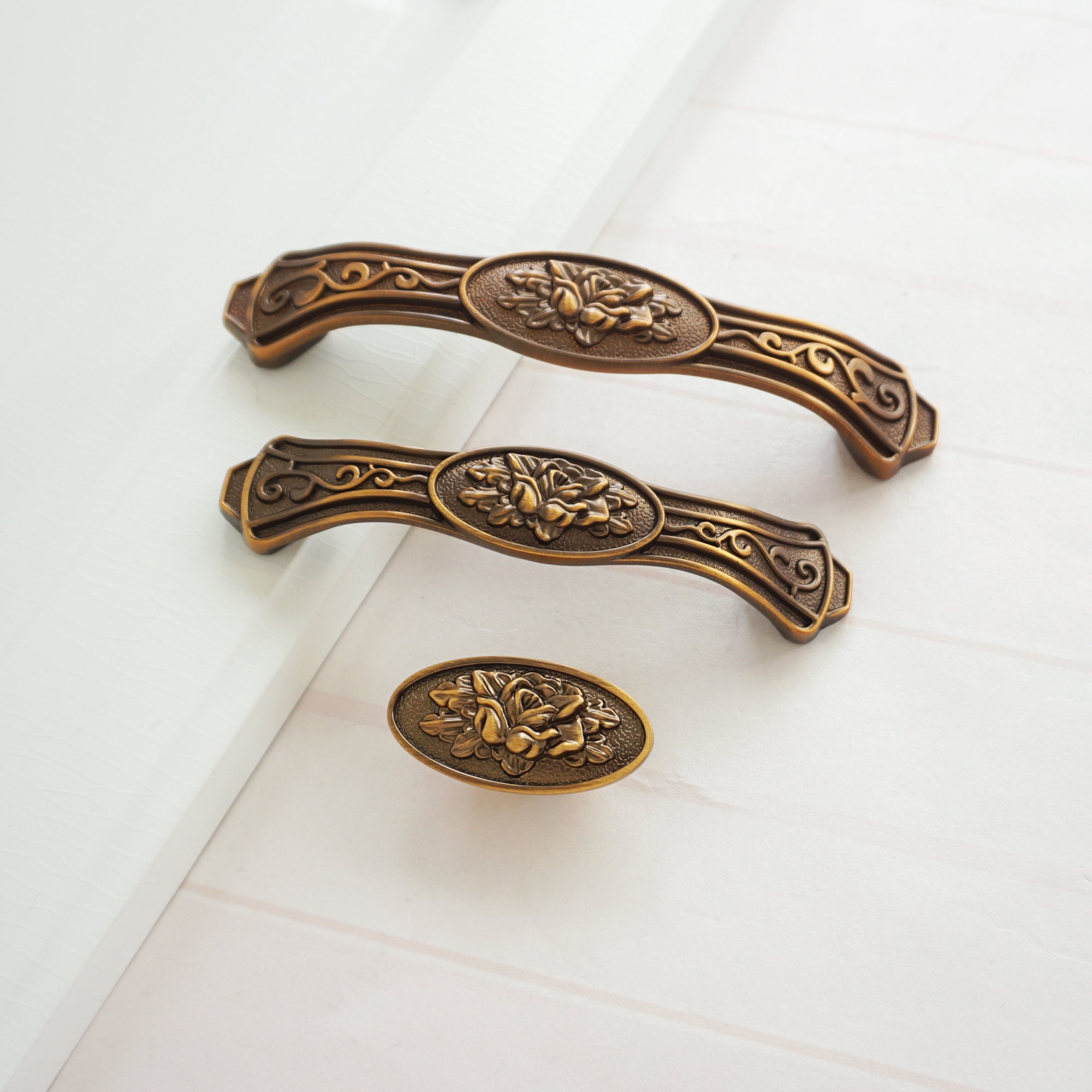 3.78 5.0 Antique Brass Handles Dresser Etsy