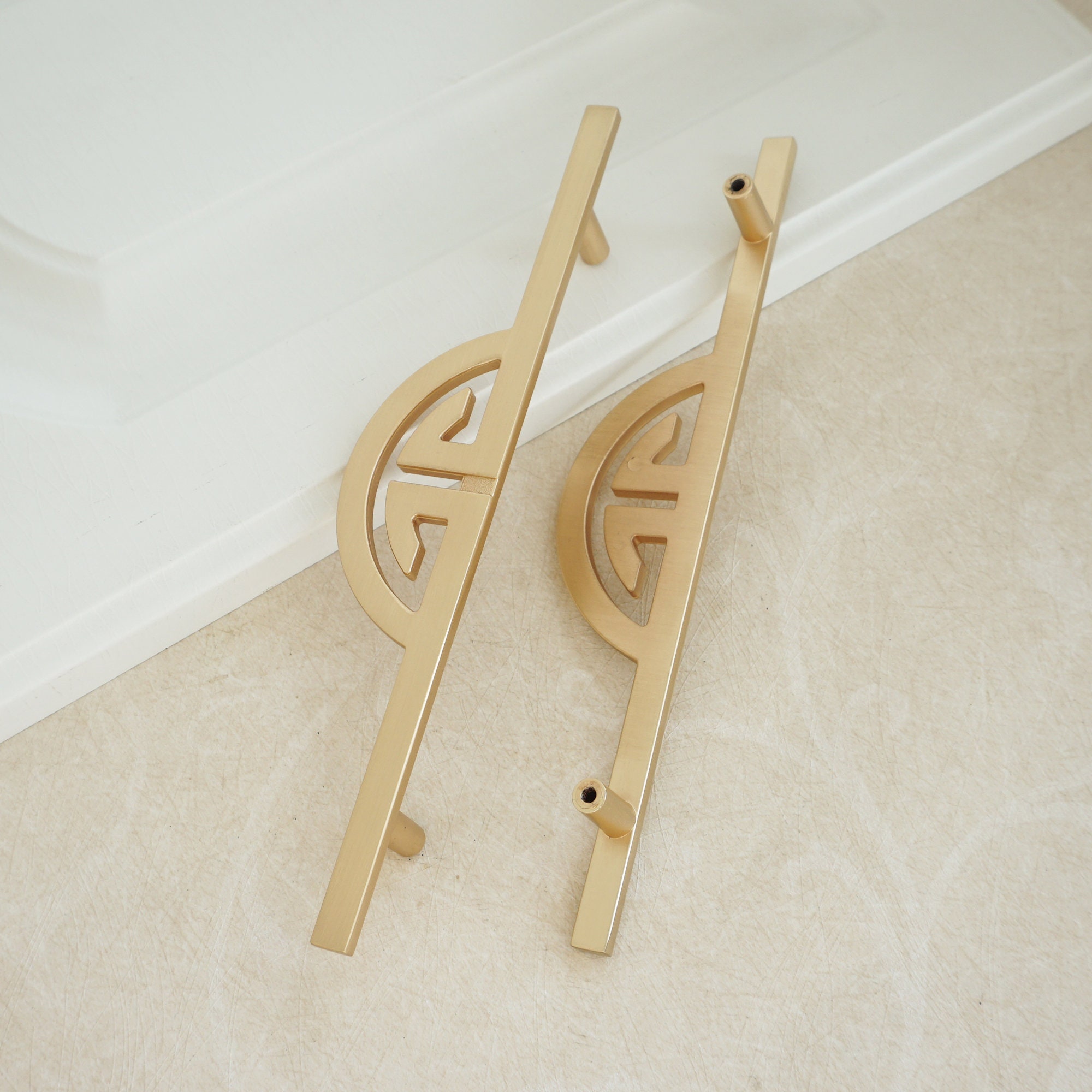 6.3'' Brushed Brass Door Handles Drawer Knobs Etsy