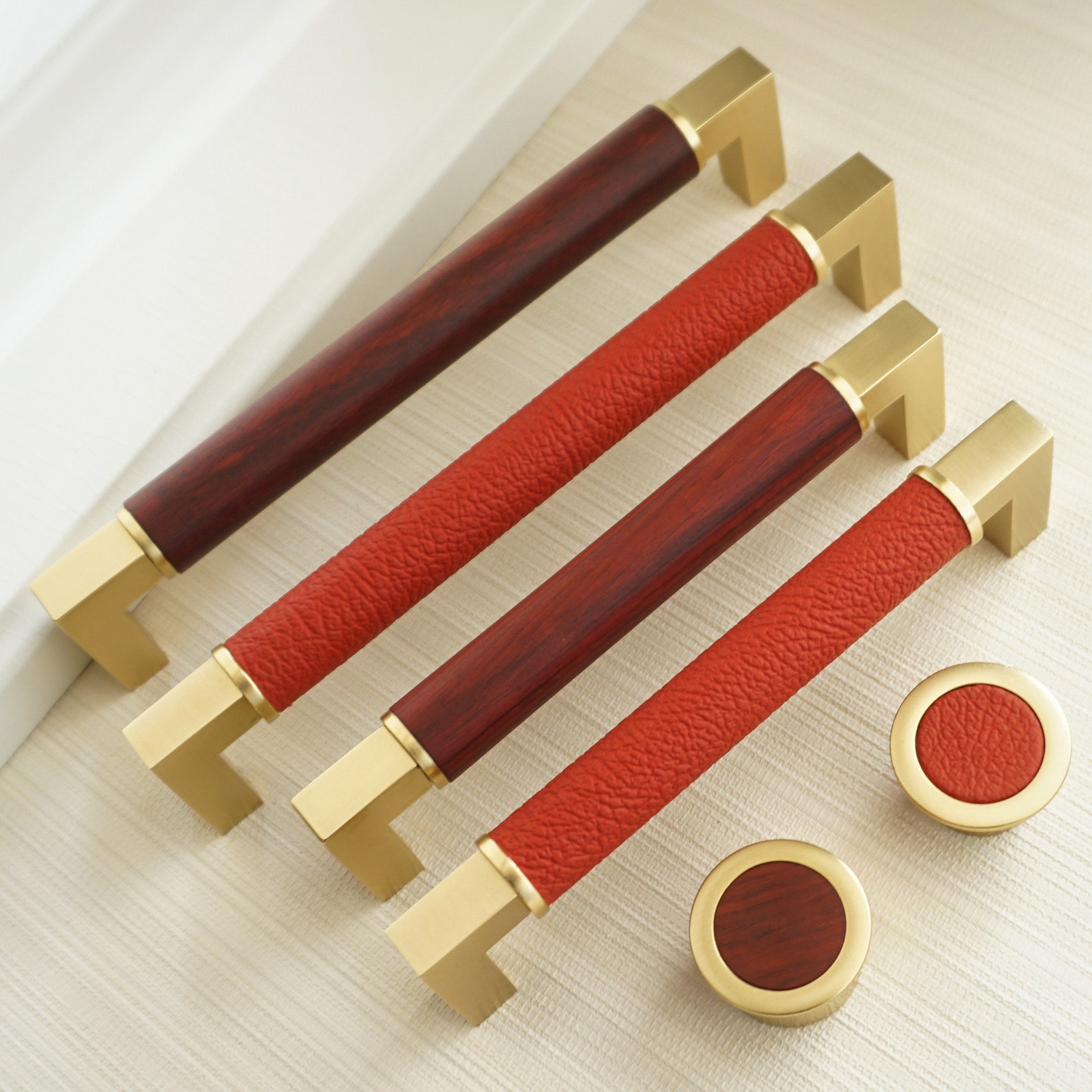 5'' 6.3 Solid Brass Handles Leather Etsy